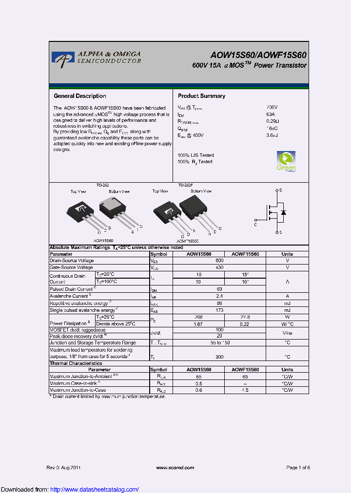 AOW15S60_9125276.PDF Datasheet