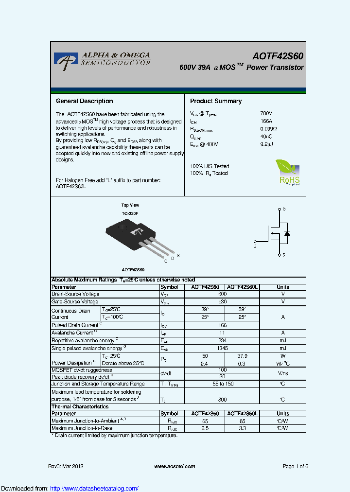 AOTF42S60_9126061.PDF Datasheet