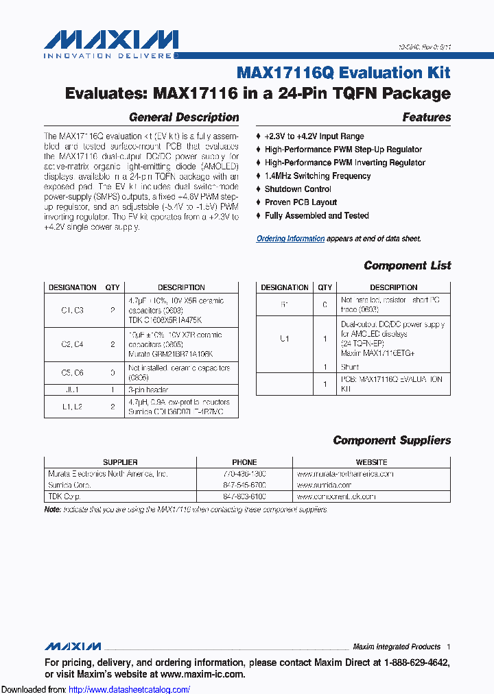 MAX17116QEVKIT_9130747.PDF Datasheet